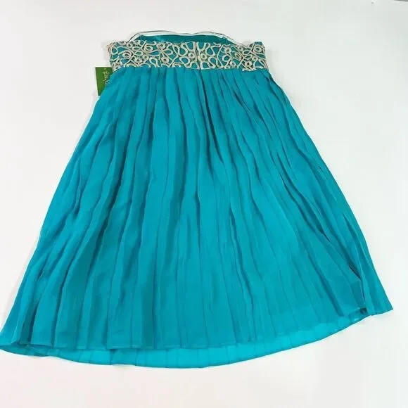 Lilly Pulitzer Jillie Chiffon Strapless Dress Women's 8 Silk Empire Mini NWT - Picture 12 of 13